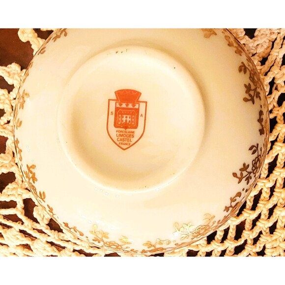 SA Limoges France Castel Trinket Dish French Rococo Hand Painted Courting Lovers - Picture 6 of 14